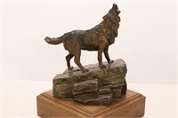 Wally Shoop Bronze Wolf on Stand