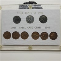 STEEL CENTS 1943,  1944 & 1945 SHELL CASE CENTS