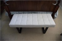 Leatherette White Bench with Black Frame