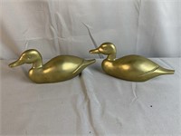 Two 10'' Brass Duck Wall Plaques