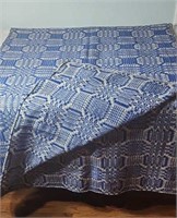 Blue and white coverlet approx size is 76 x 100