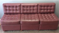 BURGANDY FAUX LEATHER SOFA