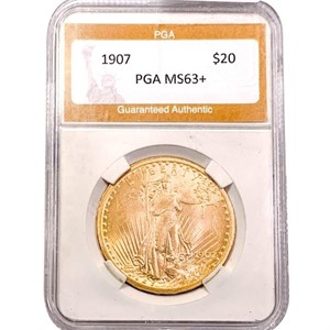 1907 $20 Gold Double Eagle PGA MS63+