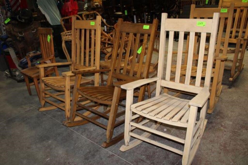 (3) Wooden Rocking Chairs