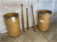 Baseball bats, and dry barrels