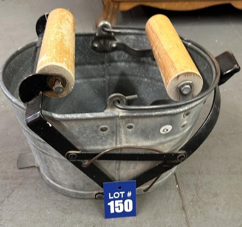 Vintage Small Galvanized Metal Mop Bucket