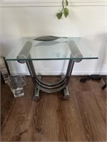 Modern Metal Glass Top End Table