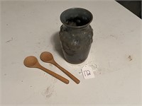 Ceramic Vase and Wooden Spoons
