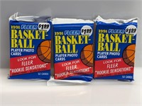 3 Packs 1991 Fleer Basketball Jumbo Packs