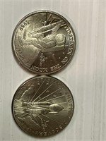 1988, 1989 Discovery & Moon landing $5 Marsh x2
