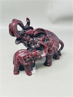 Asian elephant & baby figurine - 6" tall