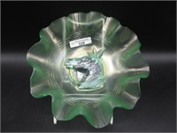 Dugan 8.5" ice green Pony 10 ruffled bowl,