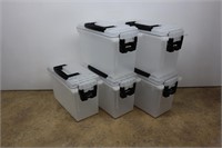 Five Clear Storage Boxes