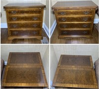 Antique French Walnut Nightstand Pair (Fold Top)