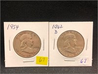 1954 & 1962D Franklin Half Dollars