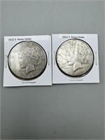(Times 2) 1922-S Silver Peace Dollars