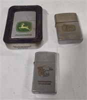 (BD) Lot of 3 zippo lighters including 2 John