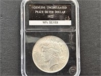 1922 UNC Peace Silver Dollar Coin