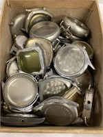 Box of assorted silver colored watch bodies