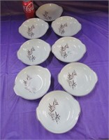 8 Vtg Ballerina Mist China Handled Bowls