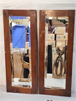 2 Antique wood frames with mirrors