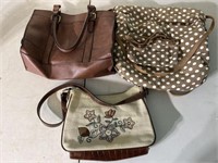 3 gently used purses, one has matching pouch