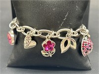 Brighton Lucky Bug Pink Crystal Charm Bracelet