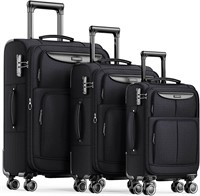 SHOWKOO 3pc Luggage Set, Black