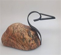 Modernist Loon Sculpture, Wrought Iron Head and