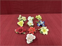 10 Porcelain Flowers: Some Golden Crown E &