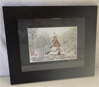 JON CRANE "STAVKIRKE" PRINT, FRAMED & MATTED,