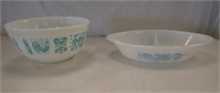 PYREX MIXING BOWL & GLASBAKE DIVIDED SHALLOW BOWL