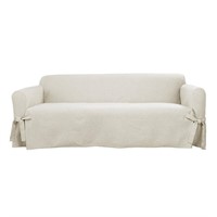 Farmhouse Basketweave Sofa Slipcover   One Piece