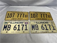 4 VINTAGE ILLINOIS LICENSE PLATES