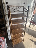 Rare Antique Burnt Bamboo 6 Tier Shelf, c.1900