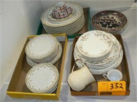 HAVILAND LIMOGES DISHES, PLAID DEMITASSE CUPS AND