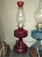 Vtg. Red Early American "Homesteader" Oil Lamp