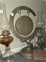 Detailed Brass Gong Table Floral Decor Missing