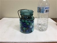 Blue Ball Ideal Pint Fruit Jar w/ Marbles no lid