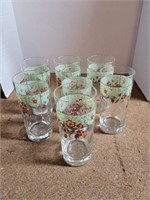 7 Floral Glass Tumblers