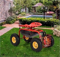 Retail$150 Red Garden Cart Rolling Work Seat