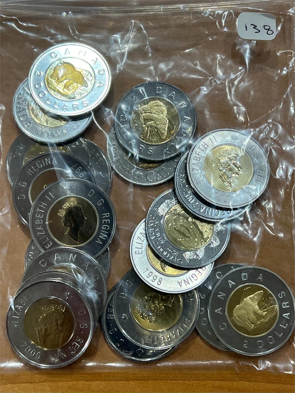 Cdn FV $40 Toonies, 1990'&up, UNC to Proof