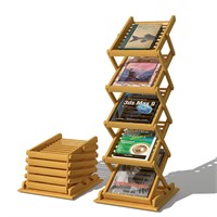 Foldable Magazine Rack Floor Stand,Bamboo Brochure