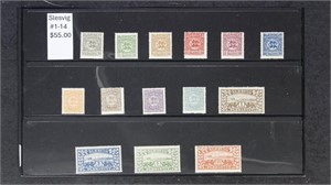 Schleswig Stamps #1-14 Mint NH & Wurttemberg #O53-