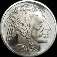 1 Troy Oz .999 Silver Round Indian/Buffalo Design