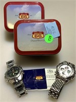 2 Route 66 watches in collector tins.
