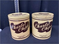 Pair of Charles Chips Advertising Cans