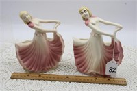 PAIR OF HULL #955 DANCING LADY PLANTERS 1940s