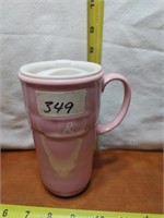 NEW BREAST AWERNESS COFFEE MUG W/ LID NO CHIPS