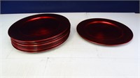 (11) Red Plastic Dinner Plates